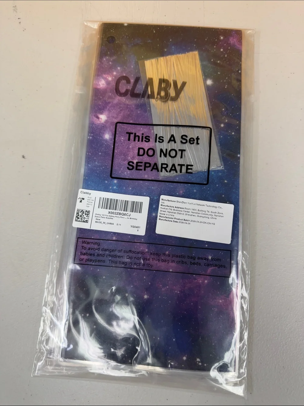 Claby Galaxy 100 pack galaxy Print Pack of treat bags party bags w/ ties new
